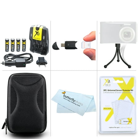 Must Have Accessories Kit For Kodak PIXPRO FZ43, FZ41, EasyShare C1530 Digital Camera Includes USB 2.0 Card Reader + 4AA High Capacity Rechargeable NIMH Batteries And Rapid Charger + Case +