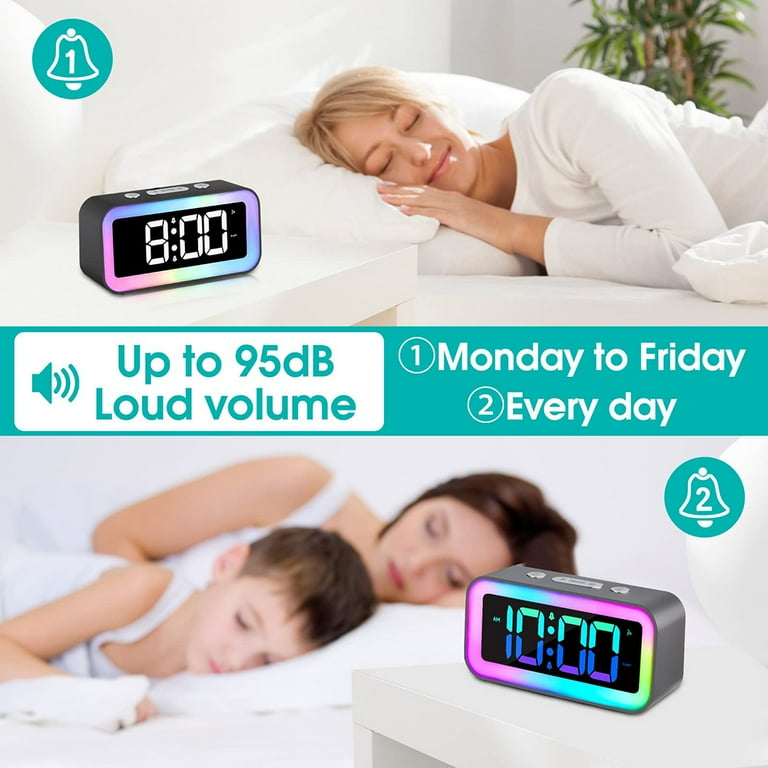 Bite Me Fishing Digital Alarm Clock 7 Colors Changing Clocks LED Night  Light for Bedroom