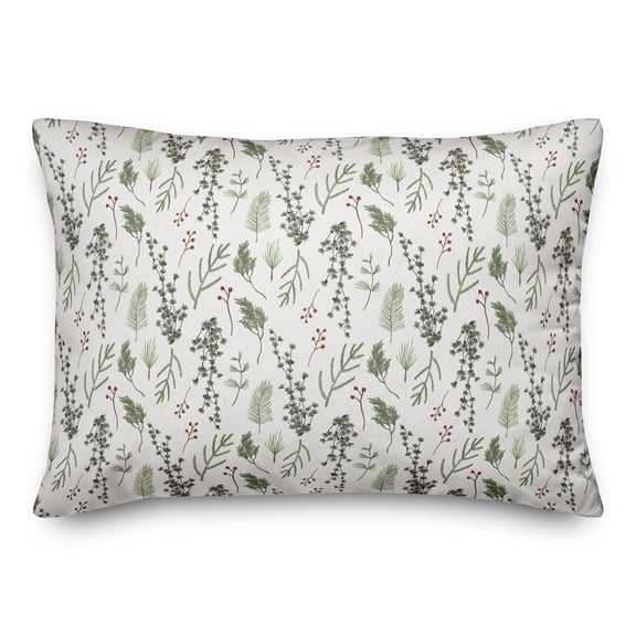 Creative Products Pine Greenery on White 20 x 14 Spun Poly Pillow