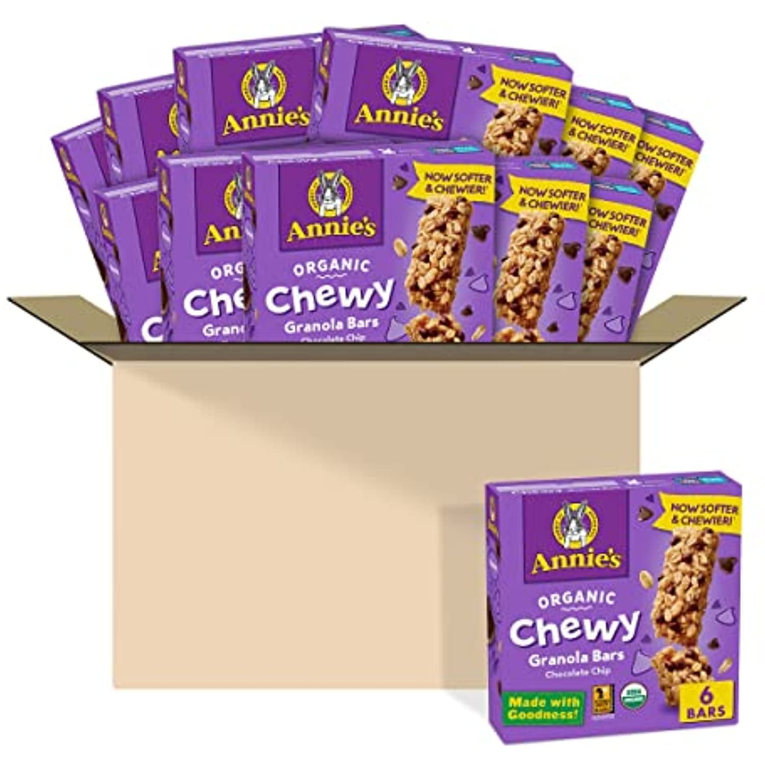Annie's Organic Chewy Granola Bars, Chocolate Chip, 6 Bars, 5.34 oz ( pack of 2 )