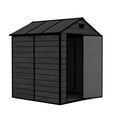 thumbnail image 3 of 6x6 ft Single door Resin Storage Shed with Strong PP Material, Waterproof, Rust & UV Proof, Large Storage Space, HD Window Lighting, and Black Wood Grain Finish, 3 of 27