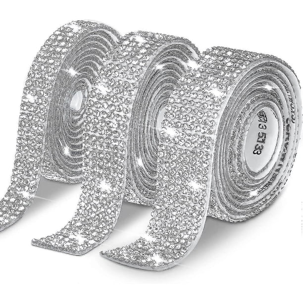 rollos de cinta autoadhesiva de diamantes de imitación de cristal, tiras adhesivas de cinta de diamantes