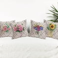 thumbnail image 2 of Flower Flora Home Outdoor Decor Throw Pillow Covers 18x18 Inch Grey White Stripes Geometrical with Sunflower Hyacinth Rose Leaves Vase Pillow Cases Set of 4 Cotton Linen Cushion Cover, 2 of 6