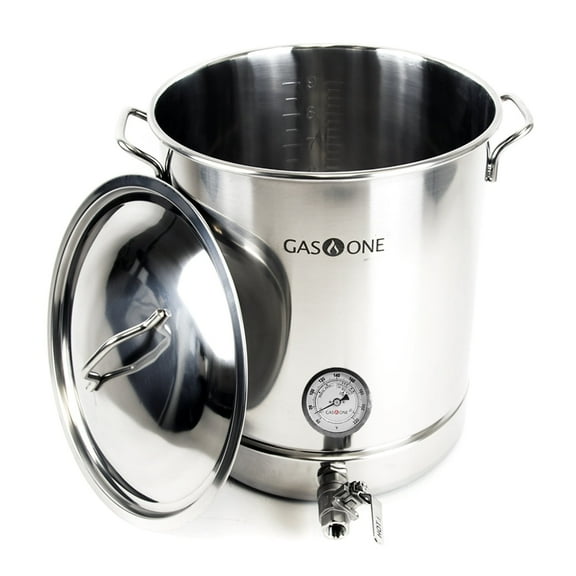 GasOne 10 Gallon Brew Pot Stainless Steel Home-brew kit 40 Quart [TRI PLY] Pre Drilled 4 PC Set