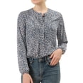 thumbnail image 1 of Blusa Floral Allegra K Frente Plisado Manga Larga Casual para Mujer Gris azul S, 1 of 6