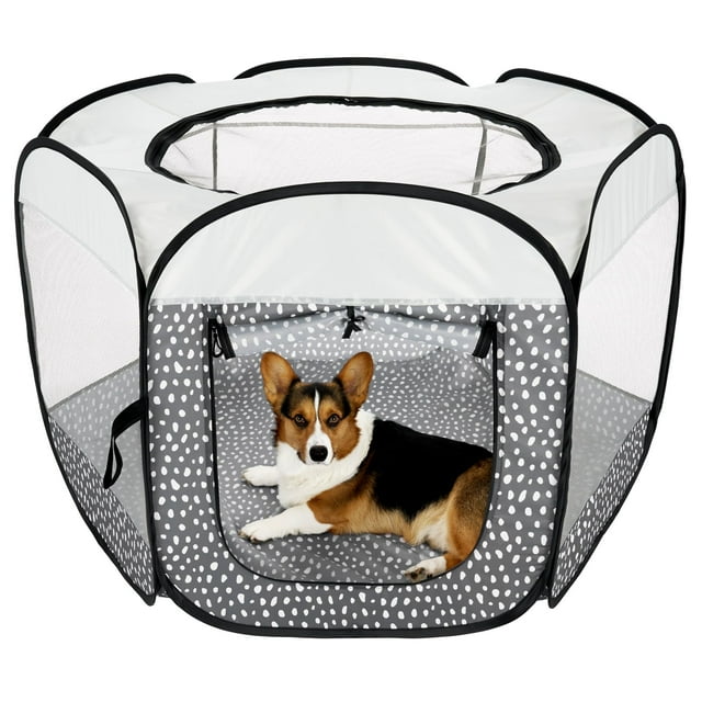 Corralito portátil para perros y tienda para gatos Furhaven en gris piedras grandes