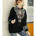 thumbnail image 3 of Higustar Tops for Women Plus Size Long Sleeve Blouses Boho Embroidered Tunic Tops Mexican V Neck Peasant Cotton Rayon Maxi Vintage Bohemian Casual Loose Clothes-Black/620-2XL/H, 3 of 7