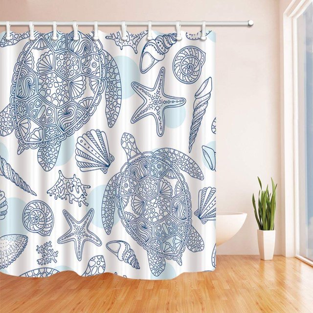 ABPHQTO Verano bajo el agua impresión decoración trazo océano tortuga en estrella de mar Coral baño cortina baño ducha cortina 160x180 cm