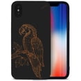 thumbnail image 1 of Case Yard Wooden Case for iPhone-X Soft TPU Silicone cover Slim Fit Shockproof Wood Protective Phone Cover for Girls Boys Men and Women Supports Wireless Charging Ara Parrot Design, 1 of 7