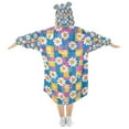 thumbnail image 2 of FORMRS Wearable Blanket Hoodie with Sleeves for Kids Cozy Flannel Sweatshirt, Blue Checkered Daisy, 2 of 7