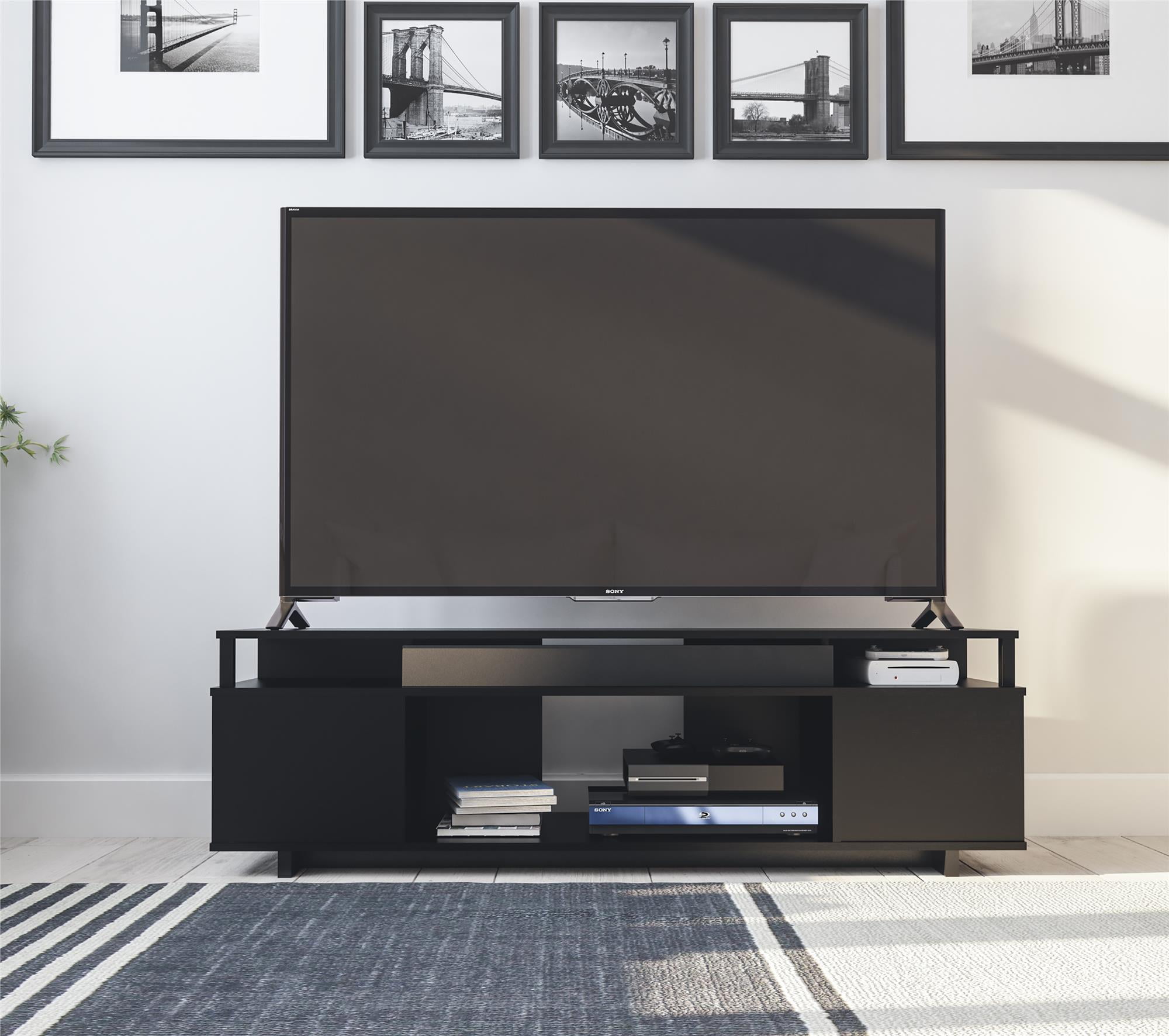 Ameriwood Home Carson TV Stand for TVs up to 65", Black Oak
