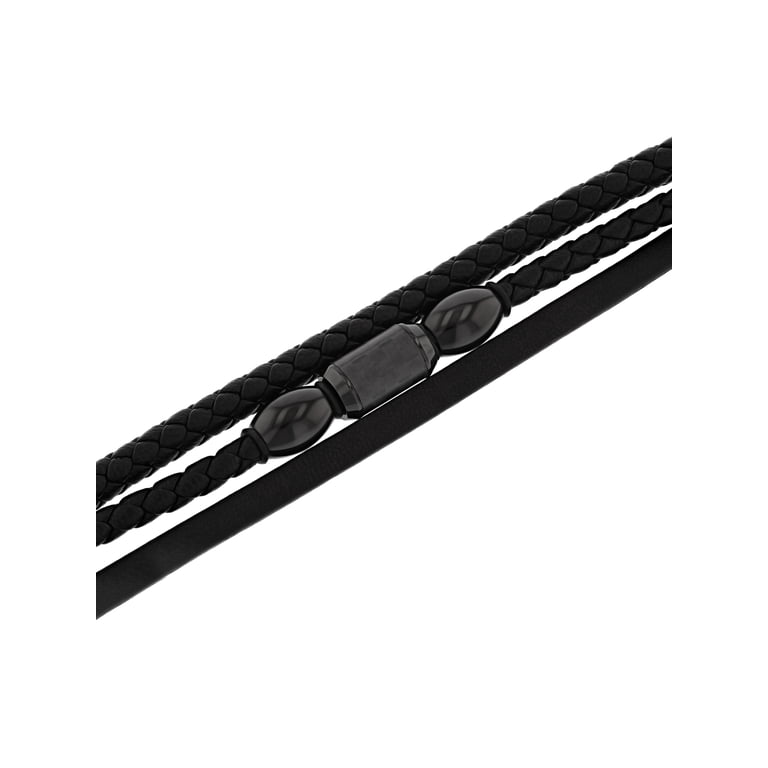 Believe by Brilliance Men's Three Strand Leather Bracelet photo 2