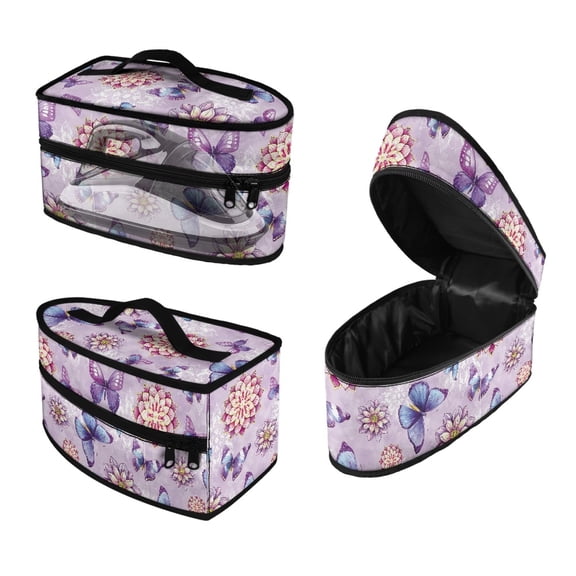 HELLHERO Butterfly Datura Flower Travel Iron Carrier Bag Universal for Most Irons 11.8x6.69x5.5 Inches Business Trip, Bag Only