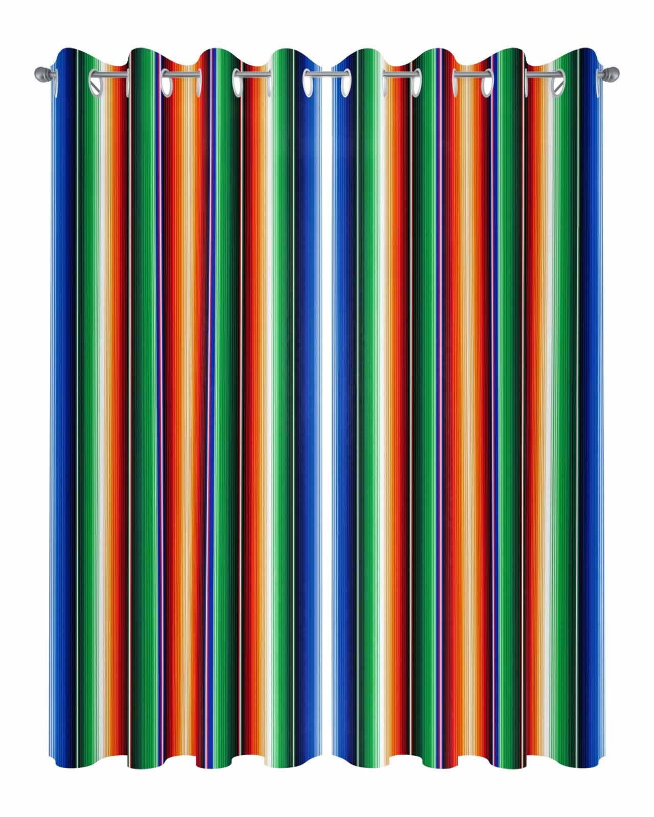 Colorful Striped Outdoor Curtains for Patio, Boho Abstract Vertical Stripe Lines Privacy Drapes Grommet Waterproof Outside Curtains for Porch/Cabana/Balcony 54"x 108", 2 Panel