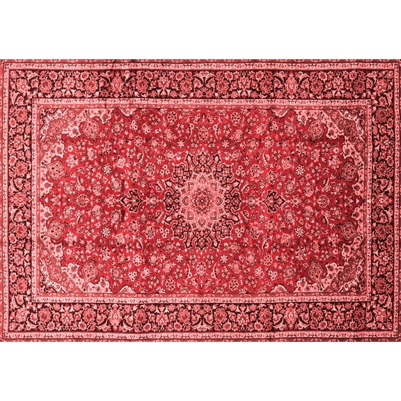 Ahgly Company Indoor Rectangle Medallion Red Traditional Area Rugs, 5' x 7'