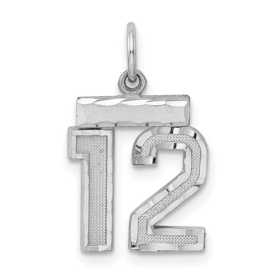 Sterling Silver Rhodium-plated Small #12 Charm