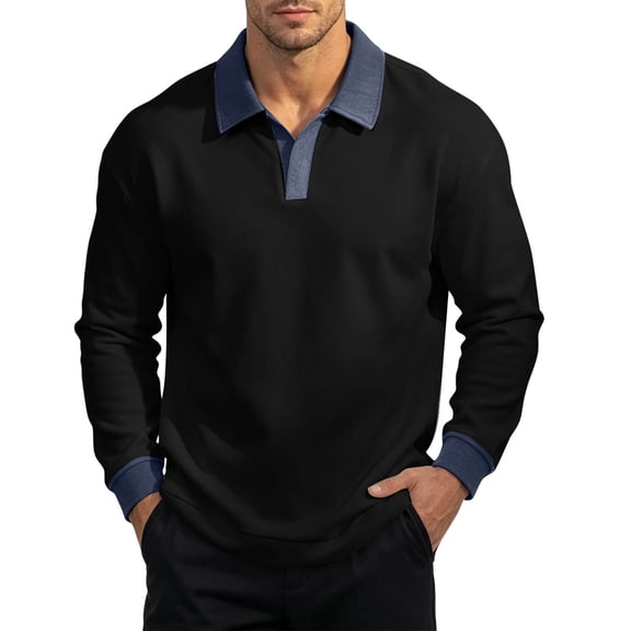 LIaqionyy Mens Collared Shirts Long Sleeve Casual Loose Fashion Classic Golf Shirt Business Work Pullover Tops