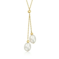 Ross-Simons 6-7mm Cultured Pearl Double-Drop Necklace in 14kt Yellow Gold, Women's, Adult