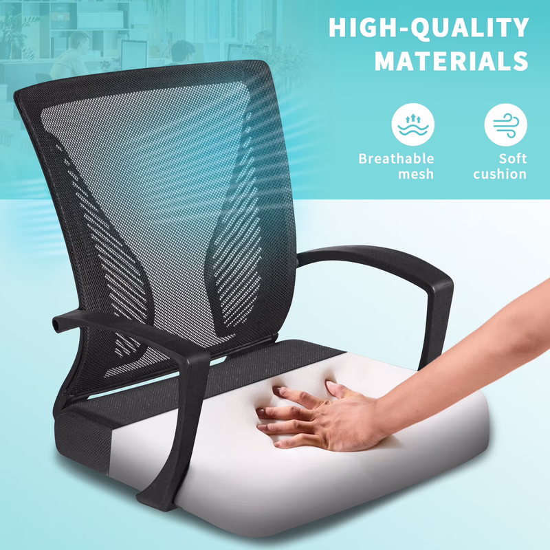 thumbnail image 3 of Furmax Office Chair Mid Back Swivel Lumbar Support Desk, Computer Ergonomic Mesh Chair with Armrest, Black, 3 of 7