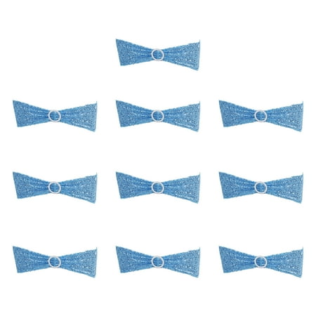 

QXuchild 10Pcs Chair Sashes Elegant Sequins Polyester Elastic Bow-shaped Chair Cover Ribbons Wedding Supplies