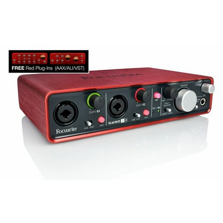 Focusrite Scarlett 2i4 USB 2.0 Audio Interface with Red Plug-ins