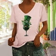 thumbnail image 2 of lcziwo St Patrick's Day Cotton Shirt for Women Fashion Letter Graphic Tee Tops Loose Casual U Neck Short Sleeve Tshirts Summer Athletic Blouses Pink S, 2 of 5