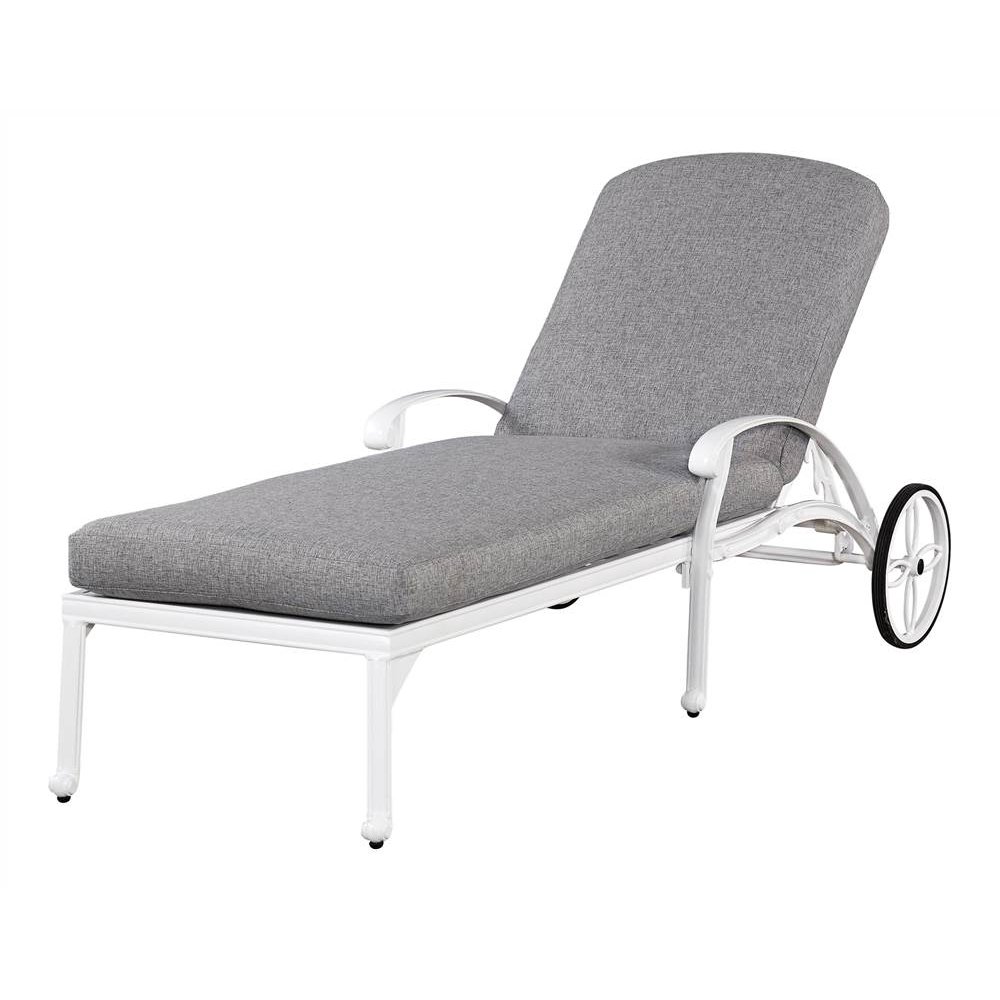 Floral Blossom White Chaise Lounge Chair w/ Cushion