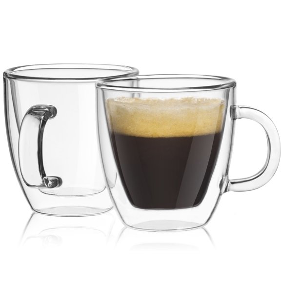 Tazas de café espresso JoyJolt Savor con aislamiento de doble pared, 160 ml, 2 unidades
