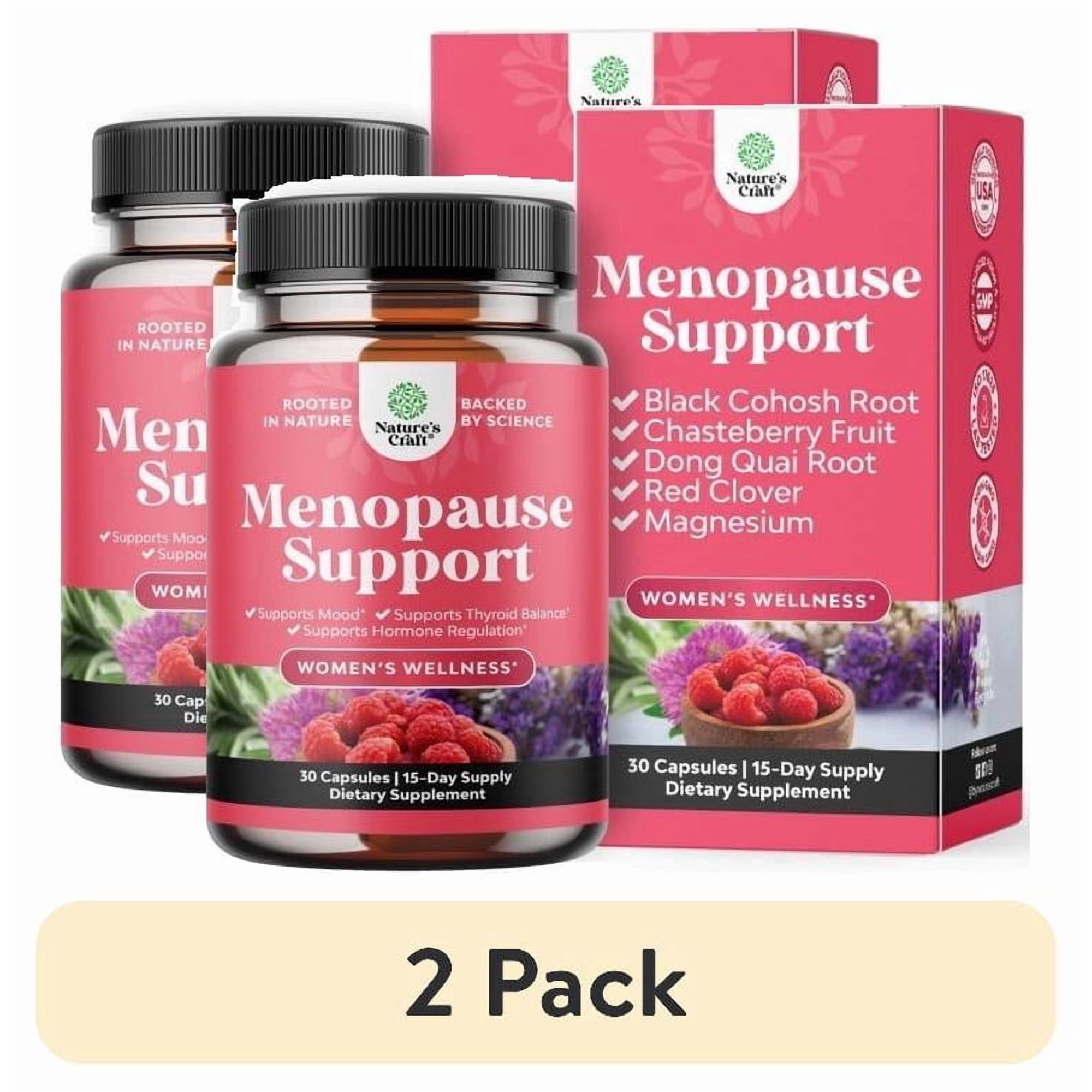 (2 pack) Natures Craft Herbal Menopause Supplements for Women, Menopause Relief & Mood Support, 30 Capsules
