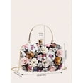 thumbnail image 6 of REMANLAND Women's Sequin 3D Flower Evening Clutch with Crossbody Chain, Black, 6 of 8