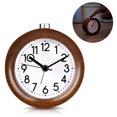 thumbnail image 2 of Reloj despertador analógico de madera, reloj retro con luz de alarma de esfera, reloj de mesa de madera vintage silencioso, 2 of 5