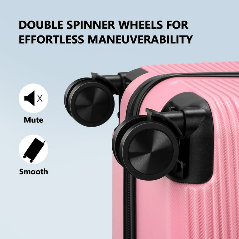 Hikolayae Hardside Spinner Luggage Sets in Pink, 3 Piece, TSA Lock