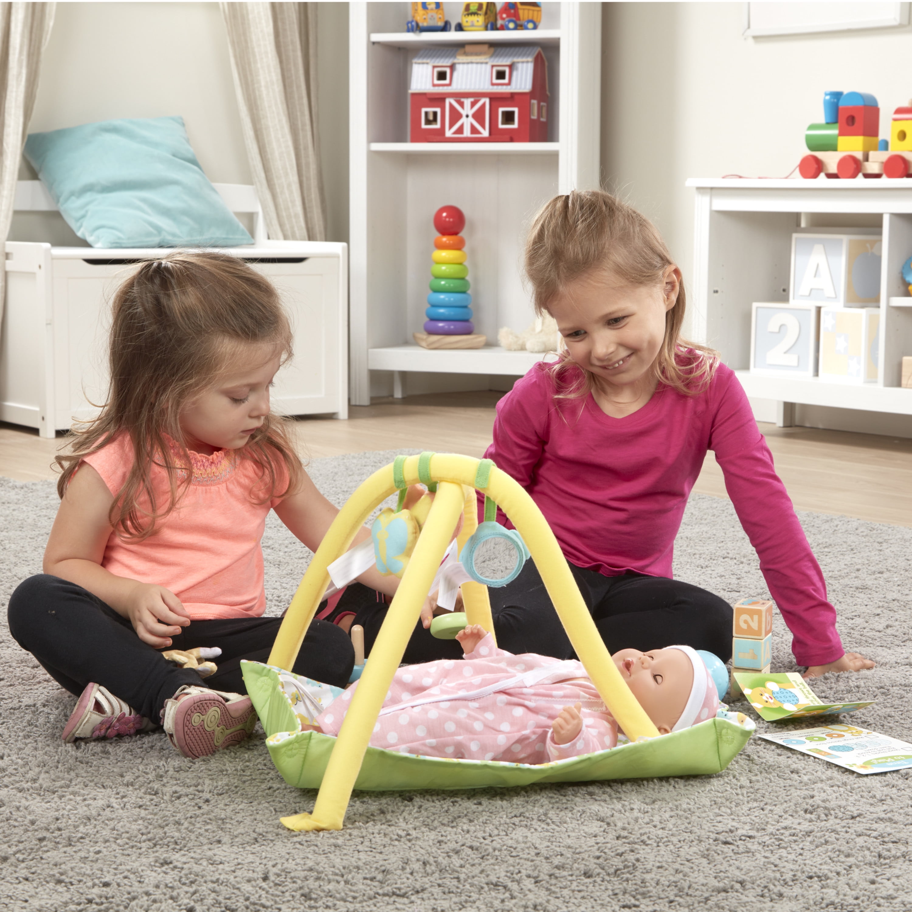 Melissa & Doug Mine to Love Toy Time Play Set for Dolls with Activity Gym, Stacker, Blocks, More (16 pcs)