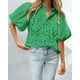 thumbnail image 3 of Blusa PRETTYGARDEN para Mujer Verde con Encaje y Cuello en V Talla Pequeña, 3 of 8