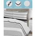 thumbnail image 4 of Black Stripe Queen Size Down Alternative Comforter, Lightweight Comforter Quilt Bedding Set with Pillow Shams Modern Rustic Horizontal Black Striped All Seasons Bed Comforter Duvet Insert 90"x96", 4 of 7