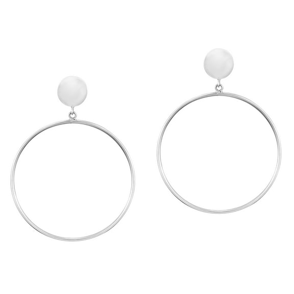 AeraVida Chic Large 50mm Hoops on Circular Post Drop Dangle Earrings