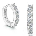 thumbnail image 1 of Dalazy Boucles d'Oreilles pour Femmes, Rangée Unique, Boucles d'Oreilles en Zircon, Plaqué Or Blanc, 1 of 1
