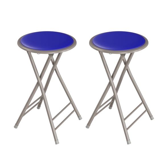 Lavish Home Folding Stool Set of 2 - 24in Stools with 225lb Capacity (Blue)
