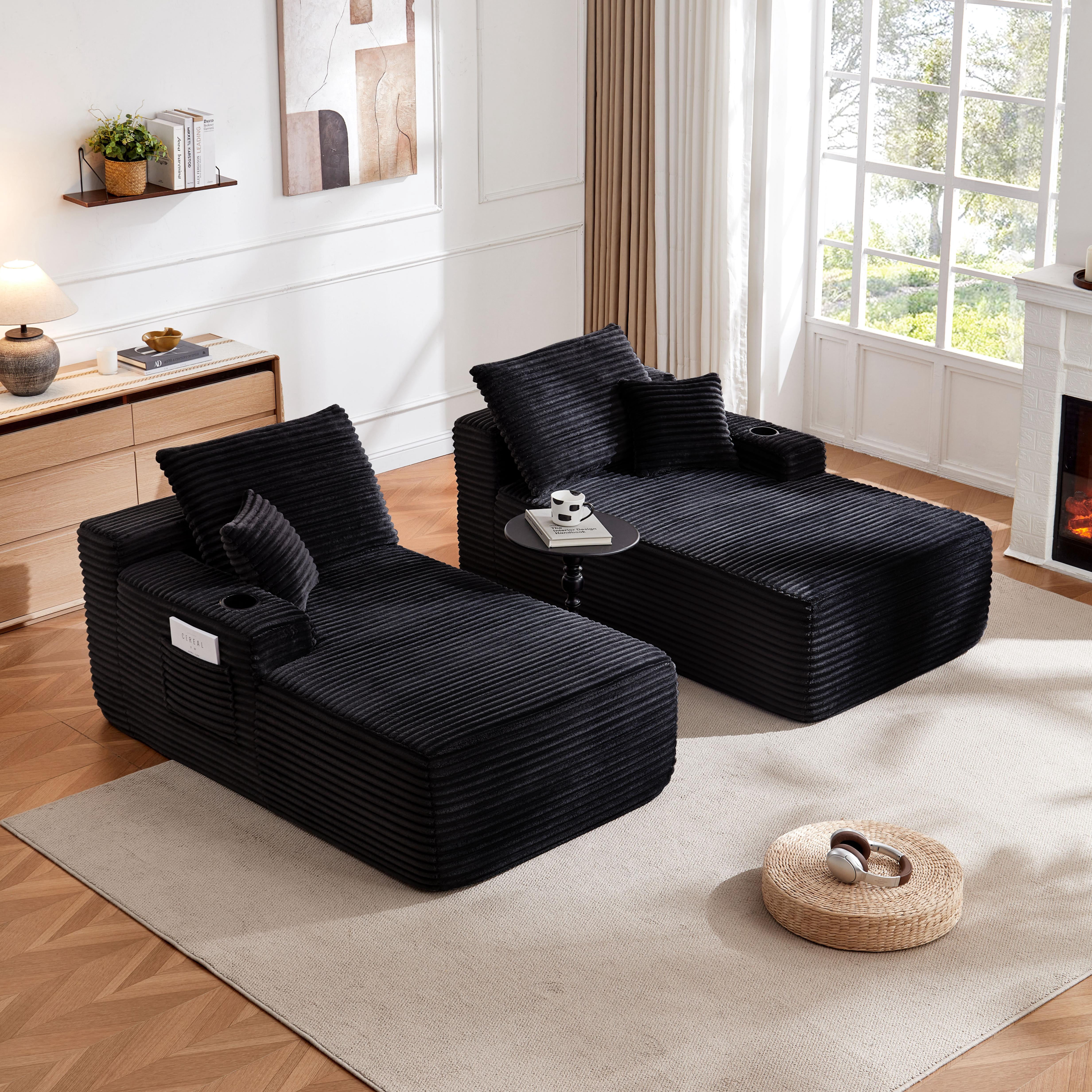 avobird 69" Cloud Loveseat, L-Shaped Modular Sofa with Deep-Seat Design, Comfortable 2 Seater Couch for Modern Living Room, Plush Fabric, Black