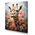 thumbnail image 2 of Designart "Giraffe Portrait: Cute And Floral" Animals Giraffe Canvas Prints, 2 of 7