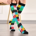thumbnail image 5 of FORMRS Womens Knee High Socks Casual Long Thick Travel Daily Wear, 1 Pair, Blue Checkered Pattern, 5 of 6