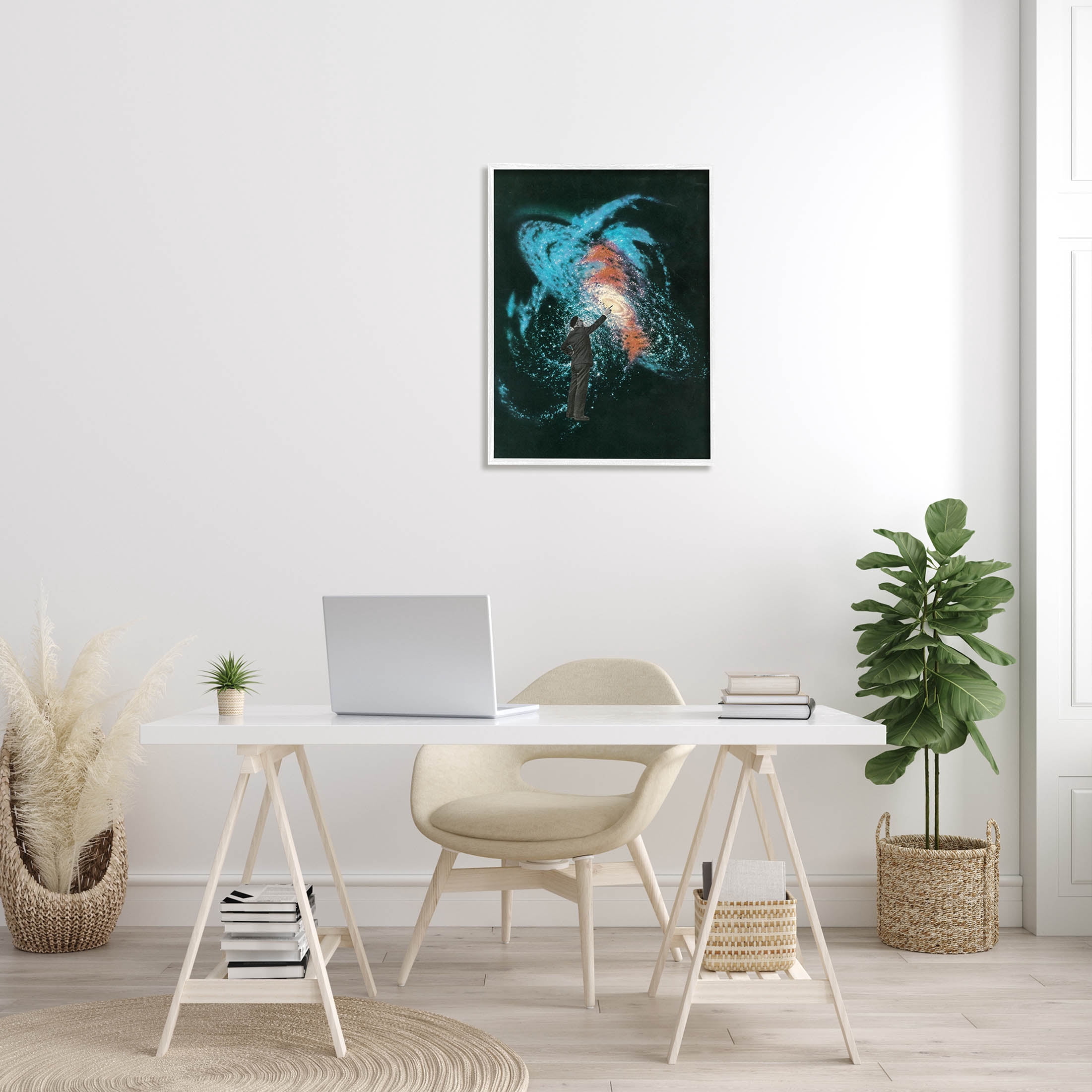 Stupell Industries Vivid Nebula Collage Surreal Person Graphic Art White Framed Art Print Wall Art, Design by Matheus Lopes Castro