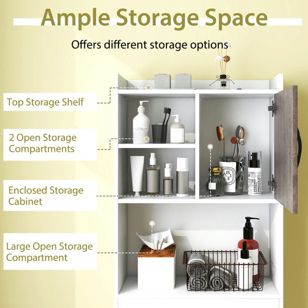 Finihen Toilet Storage Cabinet, Bathroom Cabinet Organizer, 4-Tier Space-saving Toilet Storage Cabinet with Open Shelves, for Bathroom, White