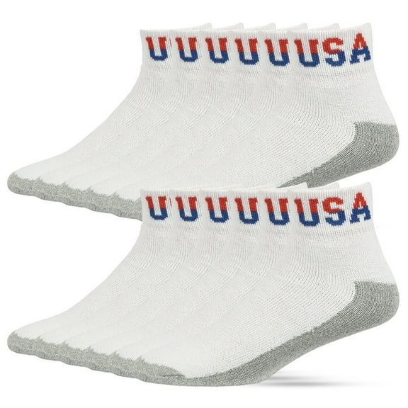 12 Pairs Quarter Socks Crew Cotton Unisex Athletic Sports Workout Running Comfort Cozy Sweat-absorbing Anti-Slip Comfy Compress Soccer Value Pack