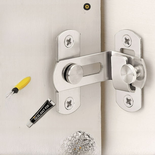 Hebilla de puerta de 90 grados sin perforaciones Cerradura de ángulo recto para puerta corrediza Pasador de pestillo de puerta corrediza Pestillo de puerta de habitación Hebilla de acero inoxidable