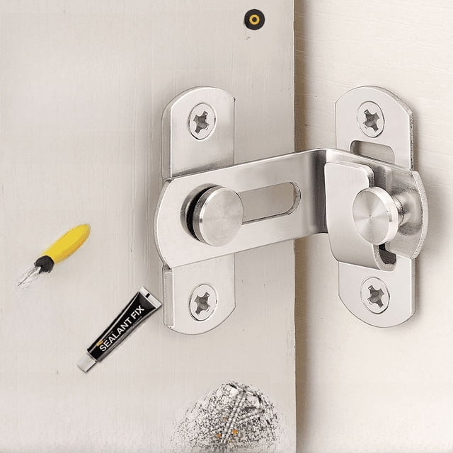 Hebilla de puerta de 90 grados sin perforaciones Cerradura de ángulo recto para puerta corrediza Pasador de pestillo de puerta corrediza Pestillo de puerta de habitación Hebilla de acero inoxidable