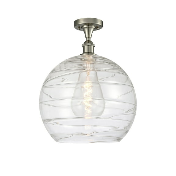 Innovations Lighting 516-1C-SN-G1213-14 Athens Deco Swirl 14" Wide Semi-Flush Ceiling