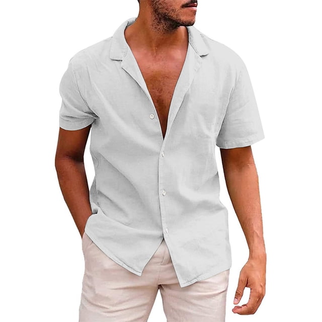 BOBOGOJP Chemise Classique à Manches Courtes pour Homme, Manches Courtes, Plage, Décontractée, Coupe Régulière, Hauts, Gris G