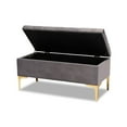 thumbnail image 2 of Valere Glam and Luxe Grey Velvet Fabric Upholstered Gold Finished Button Tufted Storage Ottoman, 2 of 5