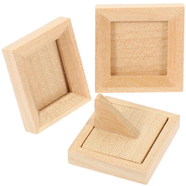 Marco de fotos de madera en miniatura para casa de muñecas, cuadro de pintura para Mini casa, 3 uds.